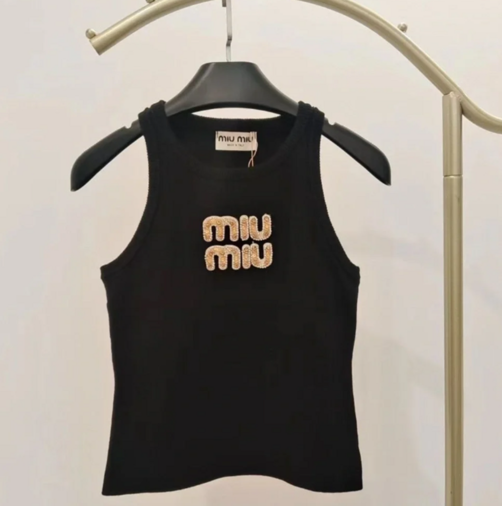 Miu Miu Knit Tank Top with Logo